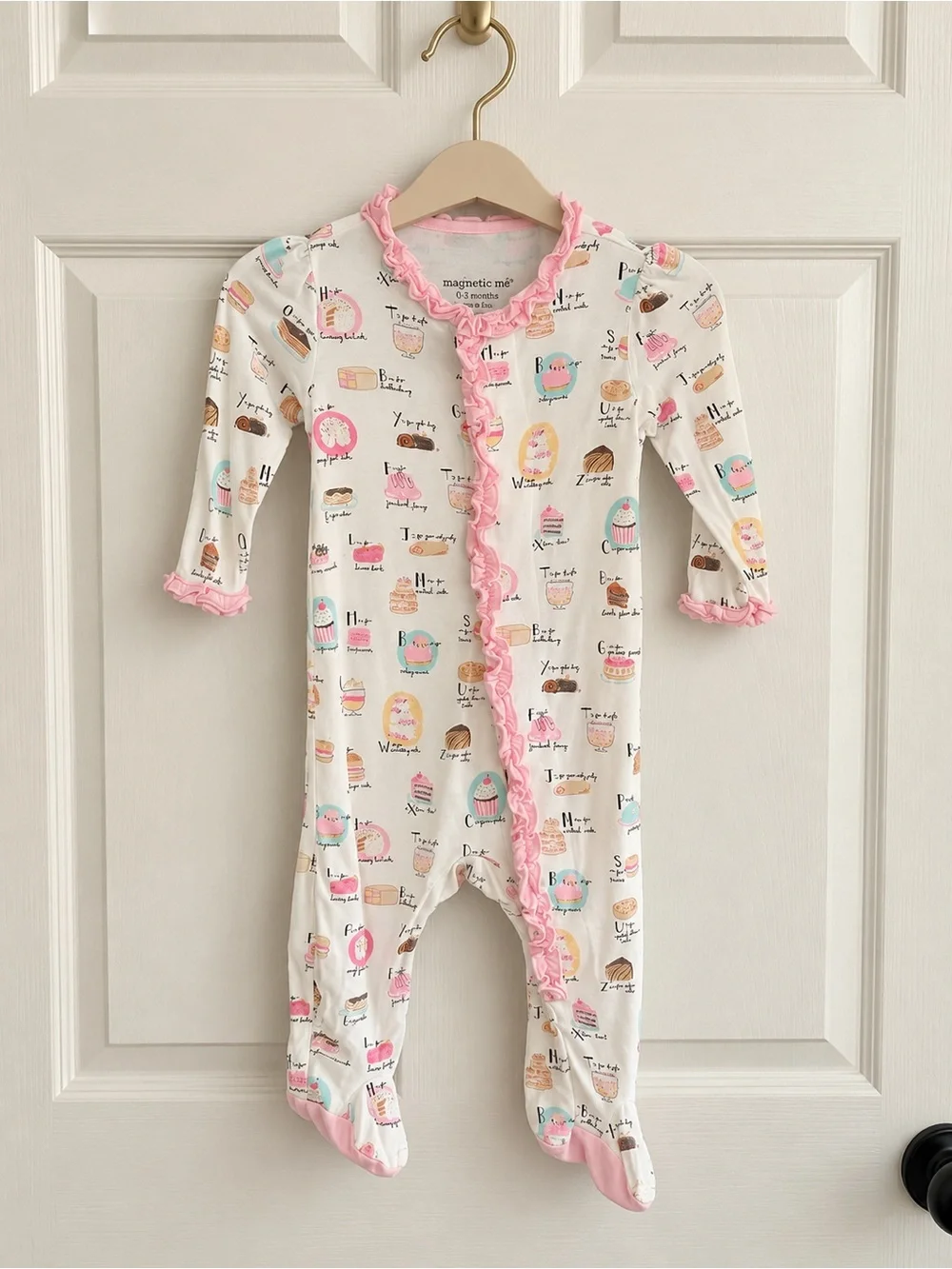 Magnetic Me 0-3M Dessert Alphabet Ruffle Footie Pajamas